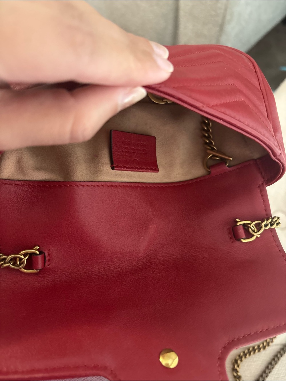 Gucci GG Marmont Super Mini Red Bag - Picture 11 of 14